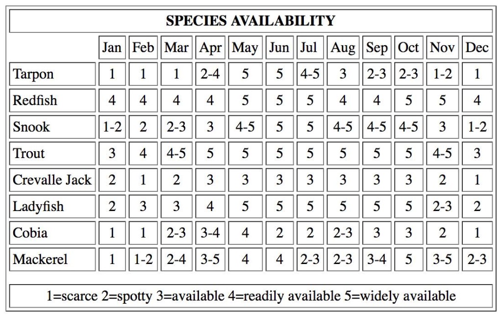 Tampa Bay Fish Species Available