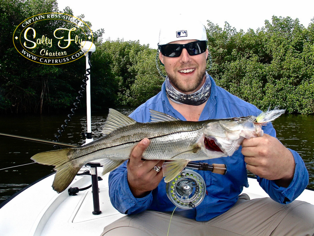 Fly fishing snook with Salty Fly Charters.