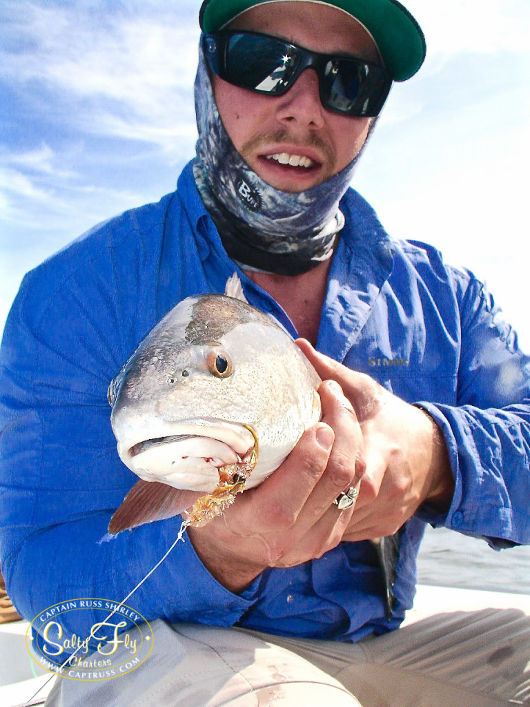 Redfish on fly with Salty Fly Charters.