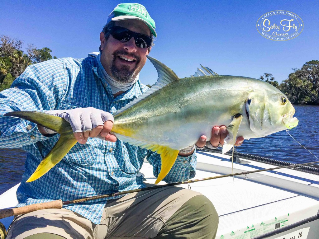 Saltwater Fly Fishing Guide Crevalle Jack on fly