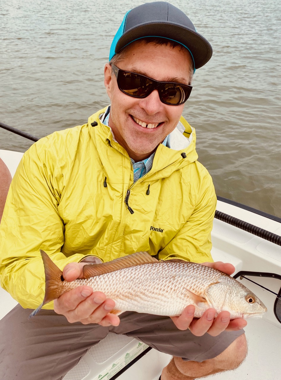 Mike Plowucha with Redfish on artificial.